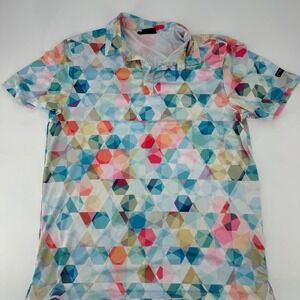 Yatta Golf Polo Shirt Mens Size M Geometric Print Short Sleeve Collared